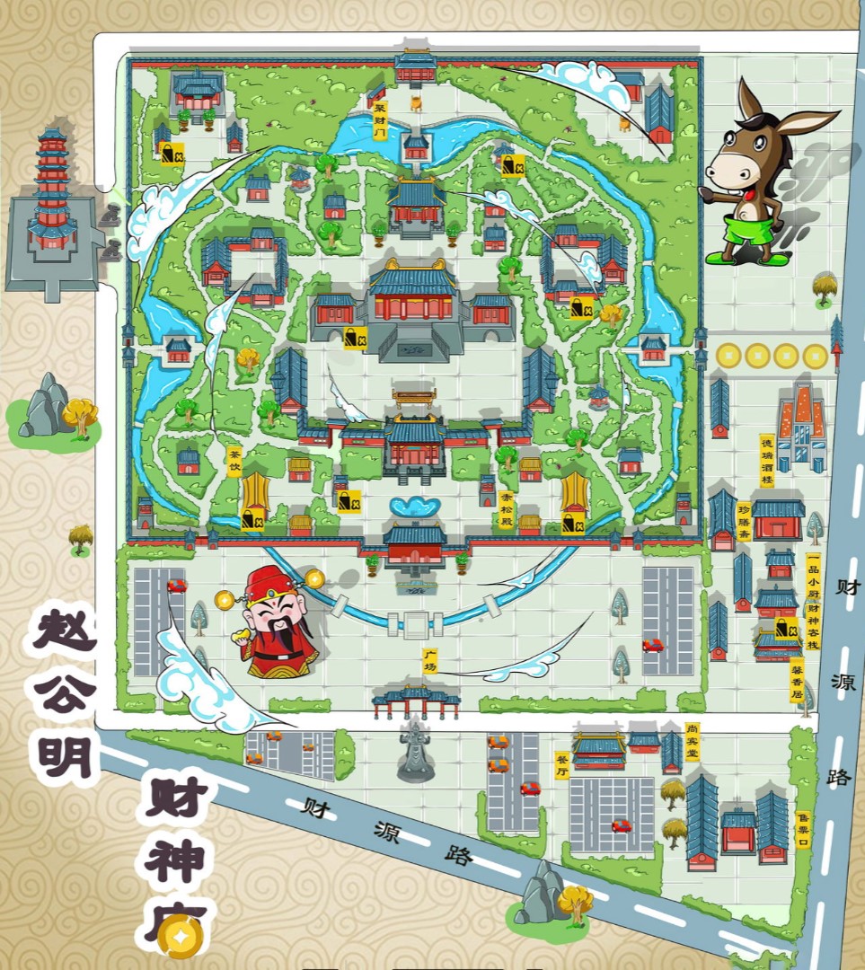 细水乡寺庙类手绘地图